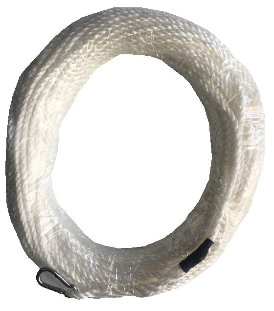 A white silver safety rope for the bore pump